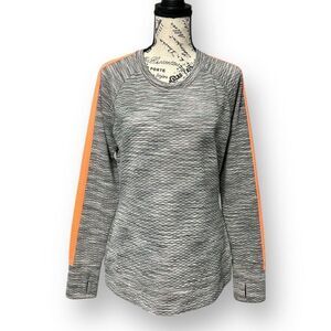 Athleta M Gray Orange Quilted Snowscape Sweatshirt Space Dye Pullover Yoga Gym